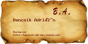 Bencsik Adrián névjegykártya